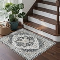 thumbnail image 2 of Roxstand 2'x3' Washable Entryway Rug, Vintage Non Slip Stain Resistant Small Accent Throw Kitchen Rugs, Black, 2 of 11