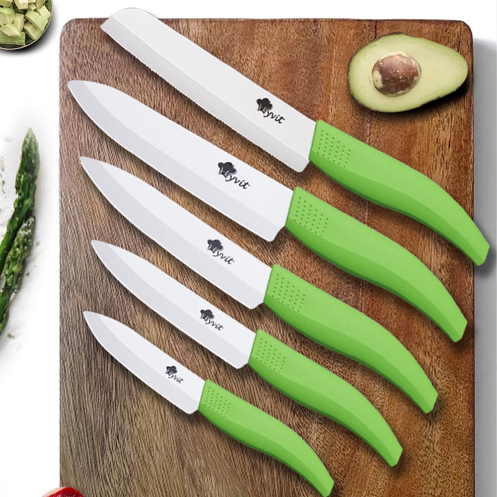 11-Piece Kitchen Knives Set with Peeler, Ceramic Knife 6-inch Serrated Bread Knife,6-inch Chef Knife, 5inch Utility Knife,4-inch Paring Knife and 3-inch Peeling Tool