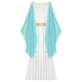 thumbnail image 6 of LiiYii Woman's Greek Athenian Roman Toga Outift Ruffles Cape Maxi Praise Dance Dress Robe Light Blue L, 6 of 7