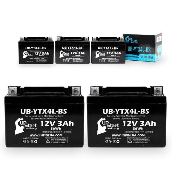 5-Pack UpStart Battery Replacement for 1986 Honda NQ50 Spree, 50D SS 50CC Factory Activated, Maintenance Free, Scooter Battery - 12V, 3Ah, UB-YTX4L-BS
