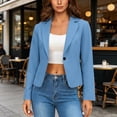 thumbnail image 3 of KyCheLot Cropped Blazers for Women Lapel Neck Solid Color Single Button Long Sleeve Blazers Comfy Casual Suit Jackets, 3 of 9