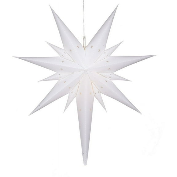 Aurora Superstar 26" White Hanging Bethlehem Star Light LED Lantern Decor, Weatherproof Fold-Flat Plastic Lighted Star