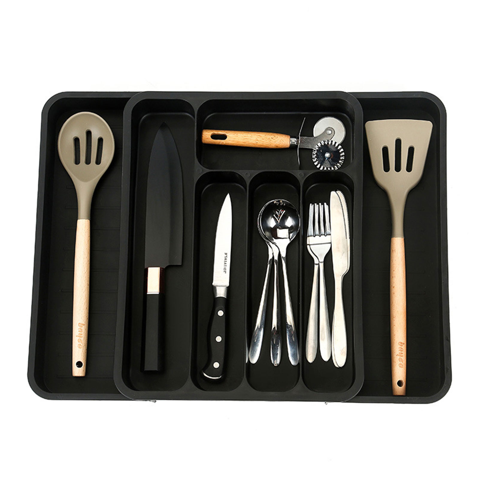 Silverwares Drawer Organizers Expandable Utensils Holder Cutlery Tray Adjustable Tablewares Dividers Storage Fork