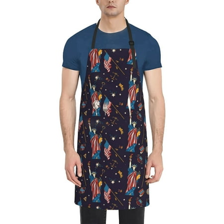 

Lukts Adjustable Apron with 2 Pockets Chef Cooking Kitchen Restaurant Aprons for Women Men-Statue Of Liberty Eagle