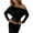 Black, variant on Long Sleeve Shirts for Women, Women's Off Shoulder Long Sleeve Top with Lace Corset Waist Asymmetric Neckline Going Out Blouse