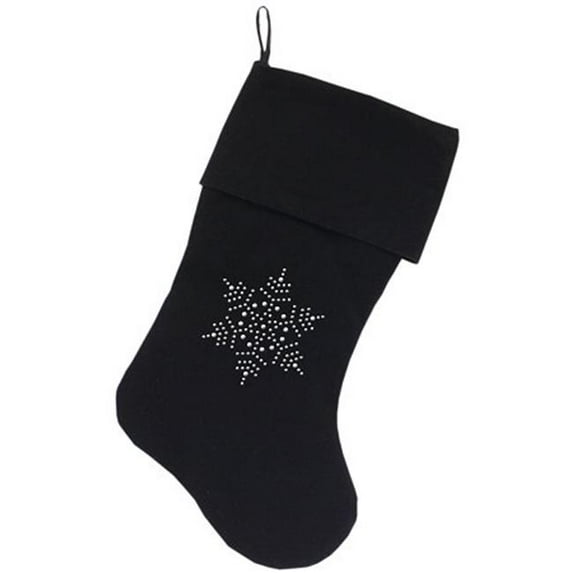18 in. Snowflake Rhinestone Velvet Christmas Stocking - Black