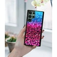 thumbnail image 5 of FINCIBO Soft Rubber Cover Case for Samsung Galaxy S22 Ultra 6.8" 2022 (NOT FIT Samsung Galaxy S22 6.1" 2022/Galaxy S22+ / S22 Plus 6.5" 2022), Blue Glitter Sparkle With Black Pink Glitter Leopard, 5 of 5