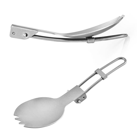 GOOHOCHY Titanium Foldable Spoon for Camping and Travel with Durable Design in Silver Color 7 5 Inches