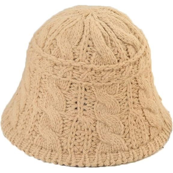 CoCopeaunts Women Bucket Hats Thick Warm Keeping Knitted Hat Autumn Winter Casual Fisherman Hat Solid Color Crochet Bucket Cap