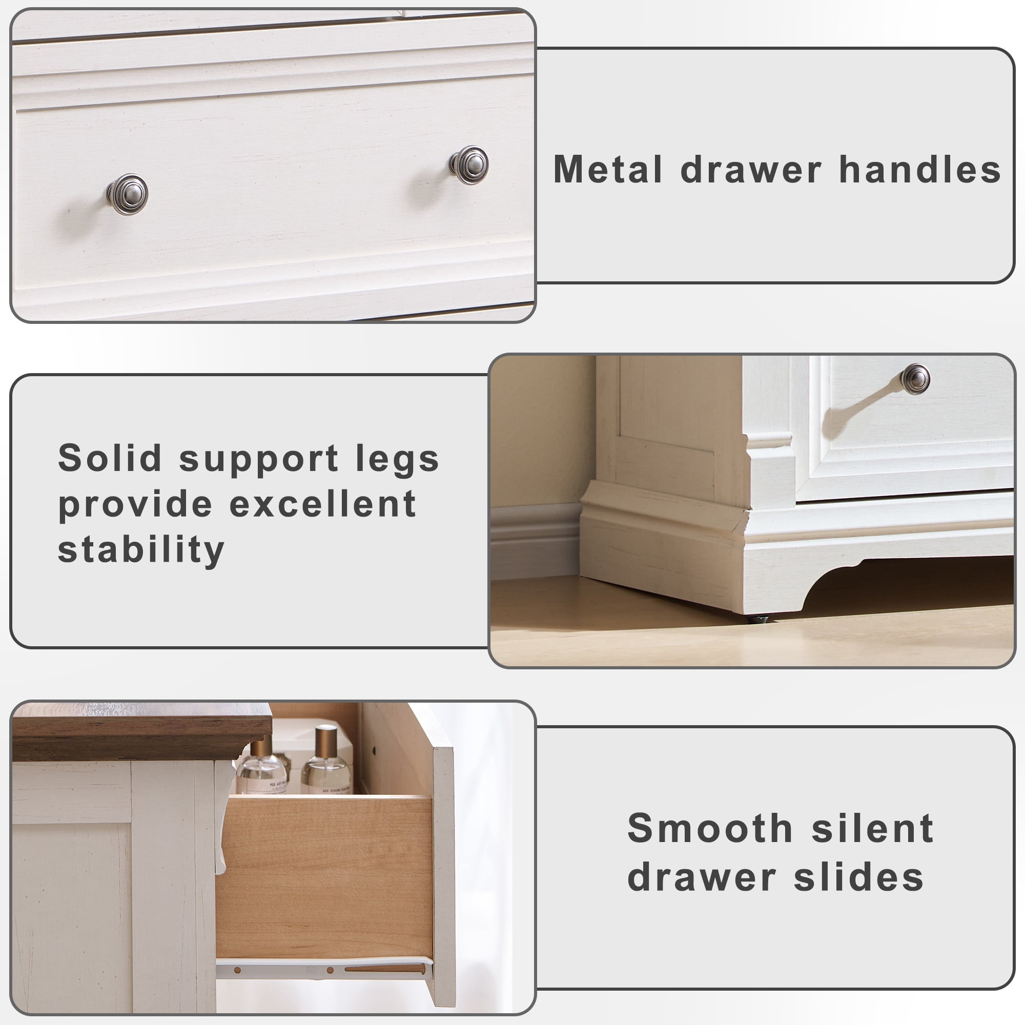 KeyWhat 54" Farmhouse 7-Drawer Dresser with Handles for Bedroom, Living Room , Hallway