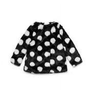 Kate Spade Girls' Black/White Polka Dot Faux Fur Coat Size 2T