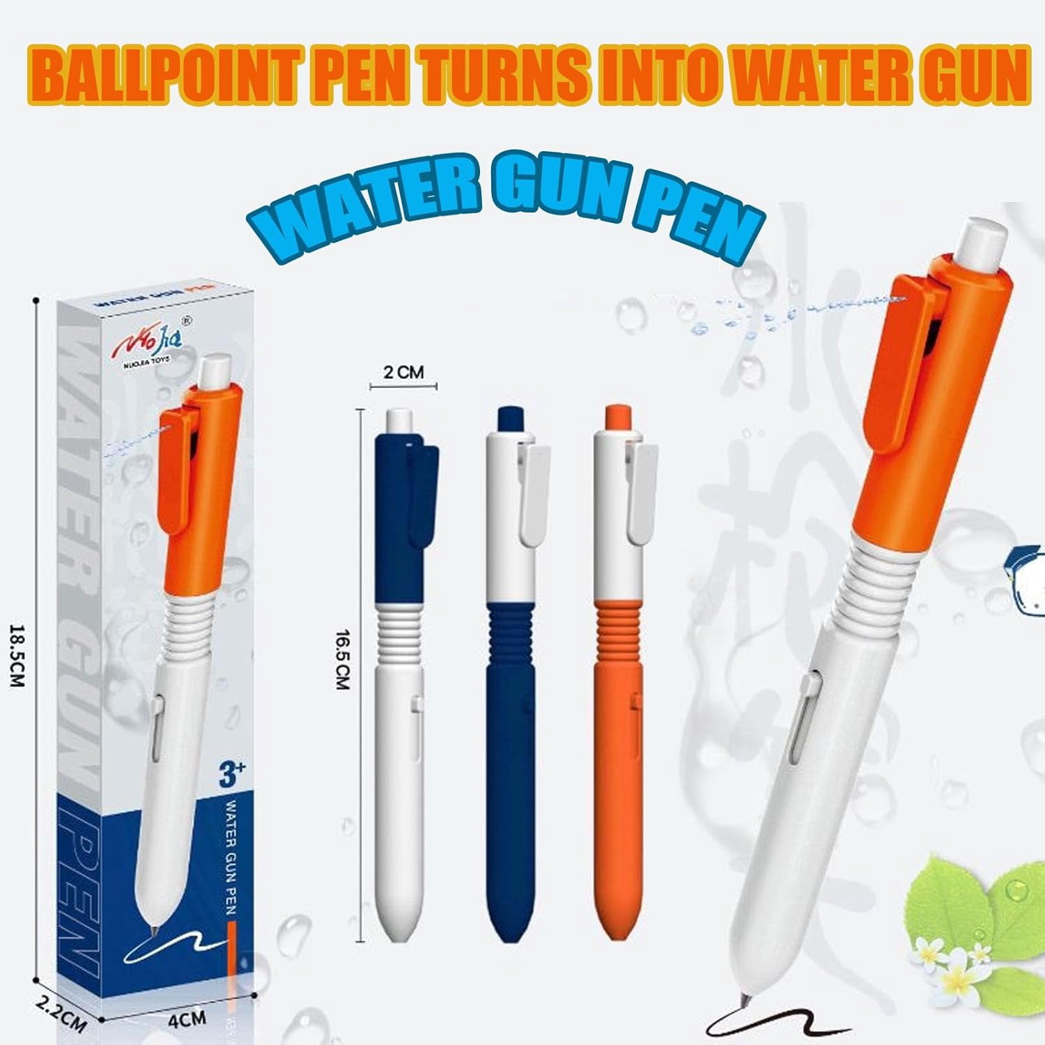 Pen Water Trick Toy, Dual Functionality Water Gun Pen, Portable Pen That Sprays Water, Water Spray Pen for All Ages (Orange, 1 PCS)