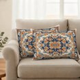 thumbnail image 3 of Blue Burnt Orange Boho Outdoor Pillow Covers 20x12 Set of 2,Waterproof Patio Throw Pillowcase Protectors,Antique Southwestern Art Lumbar Decorative Pillow Shams Cushion Covers for Seat Bed Couch Sofa, 3 of 9