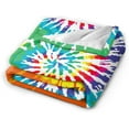 thumbnail image 4 of Colorful Tie Dye Rainbow Peace Soft Throw Blanket All Season Microplush Warm Blankets Lightweight Tufted Fuzzy Flannel Fleece Throws Blanket for Bed Sofa Couch 60"x50", 4 of 6