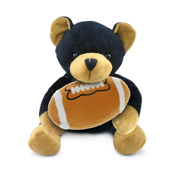 DolliBu Black Bear Stuffed Animal with Football Plush - Soft Huggable Black Bear, Adorable Playtime Plush Toy, Cute Wildlife Gift, Wild Plush Doll Animal Toy for Kids and Adults - 6 Inch
