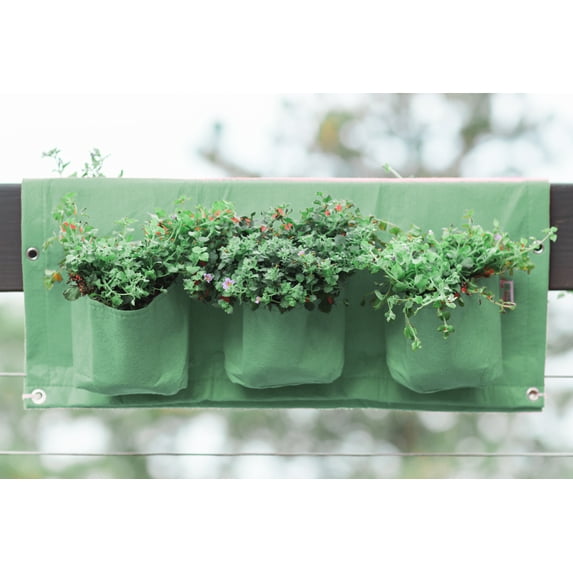 BloemBagz Deck Rail 6-Pocket Hanging Planter Bag Living Green