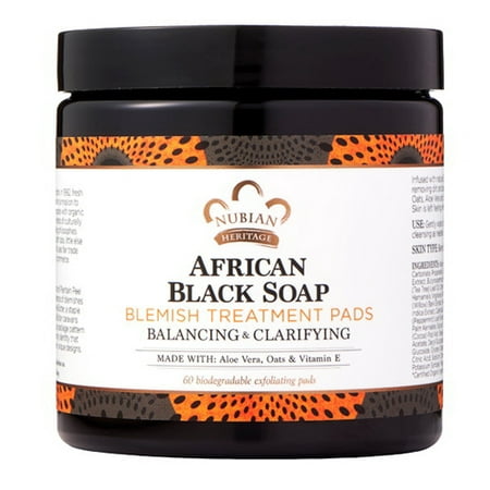 Nubian Heritage Clarifying Pads - African Black Soap - 60 (Best Soap For Blemishes)