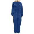 thumbnail image 5 of Women's Winter Plush Hooded Jumpsuit Home Clothes Pajamas Long Sleeves, Soft and Warm, Perfect for Loungewear and Cold Weather Indoors,Royal Blue,2XL, 5 of 7