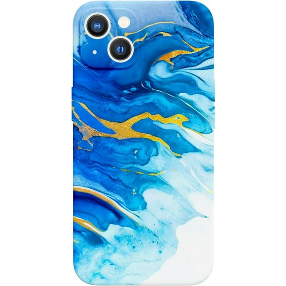 TRAHOO-Compatible with iPhone 14 Case Clear Cover Cloisonnism Blue Marble Futurism Marble Background Purism
