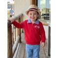 thumbnail image 4 of BemeyourBBs Toddler Baby Boy Patriotic Sweatshirt Shirts Infant Baby Boys 4th of July Outfit USA Flag in Tractor Embroidery Long Sleeve Lapel Half Zipper Pullover Sweater Shirt Tops, 4 of 9