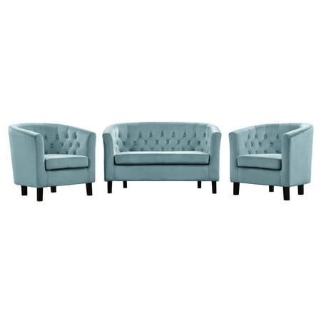 Fabric Sofa Sets For Sale Modern Contemporary Urban Design Living Room Lounge Club Lobby Armchair and Loveseat Sofa Set, Velvet Fabric, Blue ()