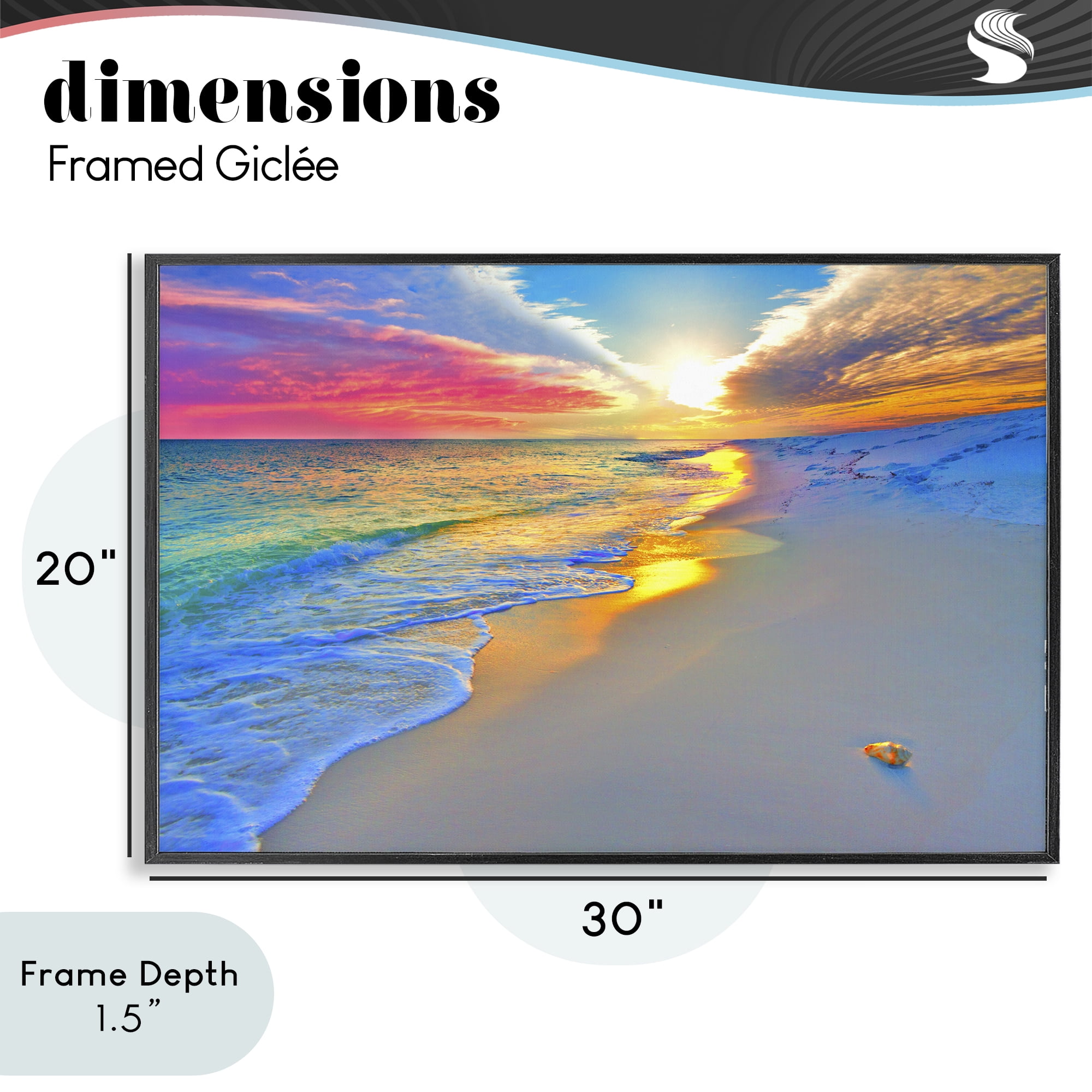 Stupell Industries Prismatic Rainbow Sunset Beach Black Framed Giclee Art, design by Eszra Tanner
