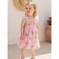 thumbnail image 4 of BemeyourBBs Toddler Baby Girls Fairy Baptism Dress Sleeveless Ruffle Sleeve 3d Floral Embroidery Summer Dress Cute Tulle Tutu Dress Birthday Wedding Party Princess Dress, 4 of 9