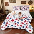 thumbnail image 3 of Manfei Watercolor Patriotic Stars Queen Comforter Set, USA Flag Comforter Sets Queen, Red Blue White, Polka Dots Reversible 3-Piece, 1 Comforter and 2 Pillowcases, 3 of 6