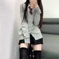 thumbnail image 4 of Chaqueta tipo cárdigan gris de punto estilo universitario japonés con suéter exterior y traje de uniforme Jk original de Hu Lina para escuelas, 4 of 5