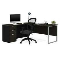 Bestar Pro Concept Plus L Desk with Metal Leg in Deep Gray and Black