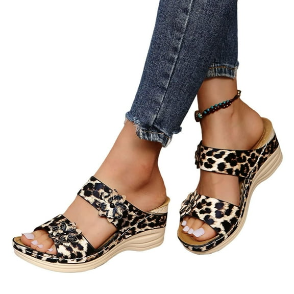 Orthopedic Sandals for Women Open Toe Walking Slippers with Arch Support Anti-Slip Breathable Sandal Vintage Platform Outdoor Flats Shoes