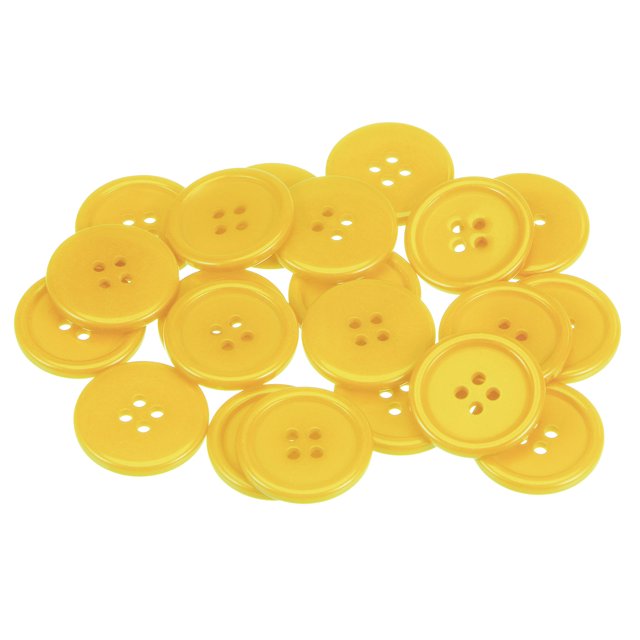 50uds 40L Costura Botones 1(25mm) Resina Redondo Plano 4 Agujeros Artesanía Botones para Coser Ropa y Bricolaje, Amarillo