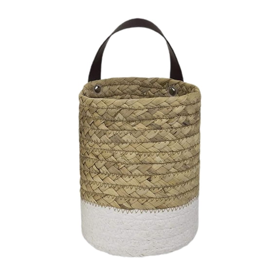 1Pc Basket Wall Hanging Storage Baskets Small Seaweed Woven Closet Storage Bins Hanging Rope Basket Flower Plants Wall Basket Decor