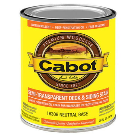 Cabot Samuel 16306-05 QT, Neutral Base, VOC, Semi-Transparent Deck & Siding (Best Water Based Semi Transparent Deck Stain)
