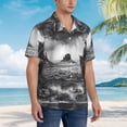 thumbnail image 3 of Zufioo 60s Black White Western Cowboy Hawaiian Shirt for Men,Beach Shirts Tropical Vacation Shirts,Sleeve Casual Button Down Shirt with Pocket for Travel,Beach,Party,daily,Small, 3 of 7