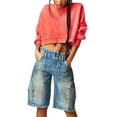 thumbnail image 1 of xiaxaixu Chandail en Tricot Uni/à Rayures pour Femmes Col Rond Manches Longues Pulls Amples Printemps Automne Décontractés Mode Urbaine, 1 of 6
