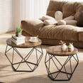Modern Geometric Coffee Table Set of 2, Round Nesting Side Tables with ...