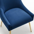 thumbnail image 4 of SEYNAR  Modern Glam Boucle Pleated Velvet Dining Chair or Vanity Chair Set of 6 with Rear Handle Navy, 4 of 5