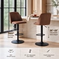 thumbnail image 2 of COLAMY Modern Adjustable Bar Stools, Set of 2 Swivel Kitchen Counter Stools, 25"-33" Height, Premium Faux Leather for 35"-45" Tables, Brown, 2 of 10