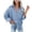 Blue, variant on Women Blouse Chiffon Career Loose Fashion Casual Long Sleeve Shirts Tops T Shirt for Women Summer M