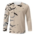 thumbnail image 3 of Men Shirts Mens Halloween Long Sleeve T Shirt Round Neck Bat Print Pullover Sweatshirt Autumn for Everyday Wear Khaki L, 3 of 4