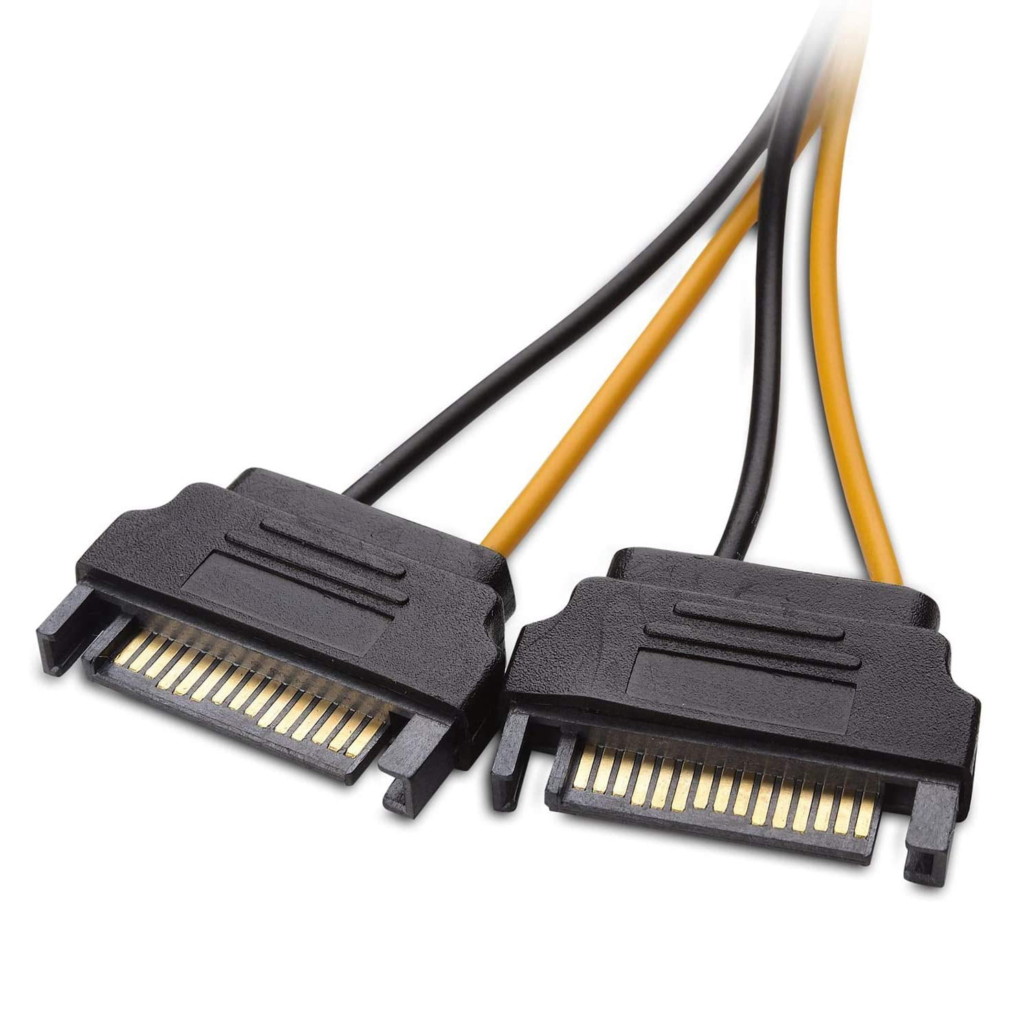 HRTGFD-6 Pin PCIe to Dual SATA 15 Pin Male Power Cable, 2X 15-Pin SATA Male to 6 Pin PCI-Express Female Video Card Power Adapter Cable (20CM/8inch)