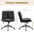 thumbnail image 4 of GIANNA Armless Office Desk PU Leather Wide Seat with Wheels, Criss Cross Legged Chair, Height Adjustable, Swivel, For Home Bedroom Office - Black, 4 of 7