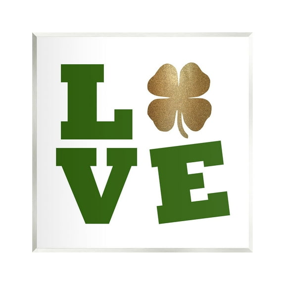 Stupell St Patrick's Day Clover Love Symbol Holiday Painting Wall Plaque Unframed Art Print Wall Art