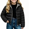 thumbnail image 2 of DJDLJWCJ Girls Quilted Jacket Thicken Warm Full Zipper Puffer Jacket Solid Color Thermal Down Coat Black Size 3T, 2 of 8
