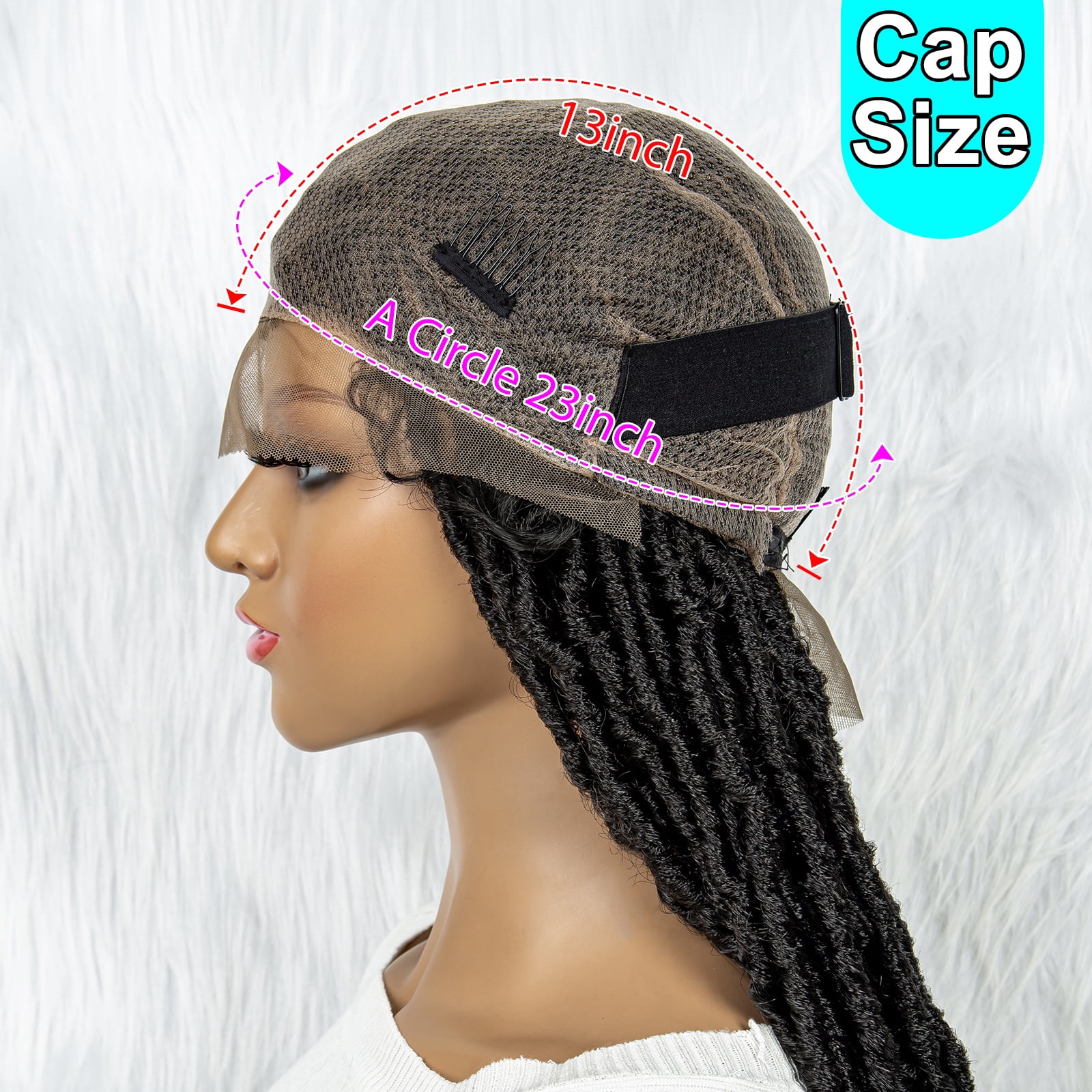 Full Lace Braided Wigs Synthetic Lace Wigs 34 Inches Handmade Braided Wigs Crochet Wigs Faus Locs Braided Wigs for Women (1B color)