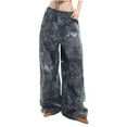 thumbnail image 2 of Jjayotai Women Barrel Leopard Jeans, Casual Mid Rise Ankle Wide Leg Pants, Y2K Baggy Boyfriend Denim Harem Pants with Pockets Black L, 2 of 4