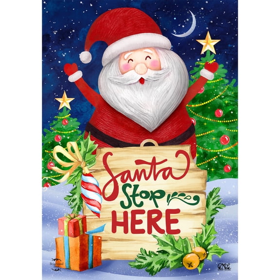 Briarwood Lane Christmas Double Sided Garden Flag 12x18 For Outdoor Santa Stop Here For Christmas Garden Flag Flags For Outside