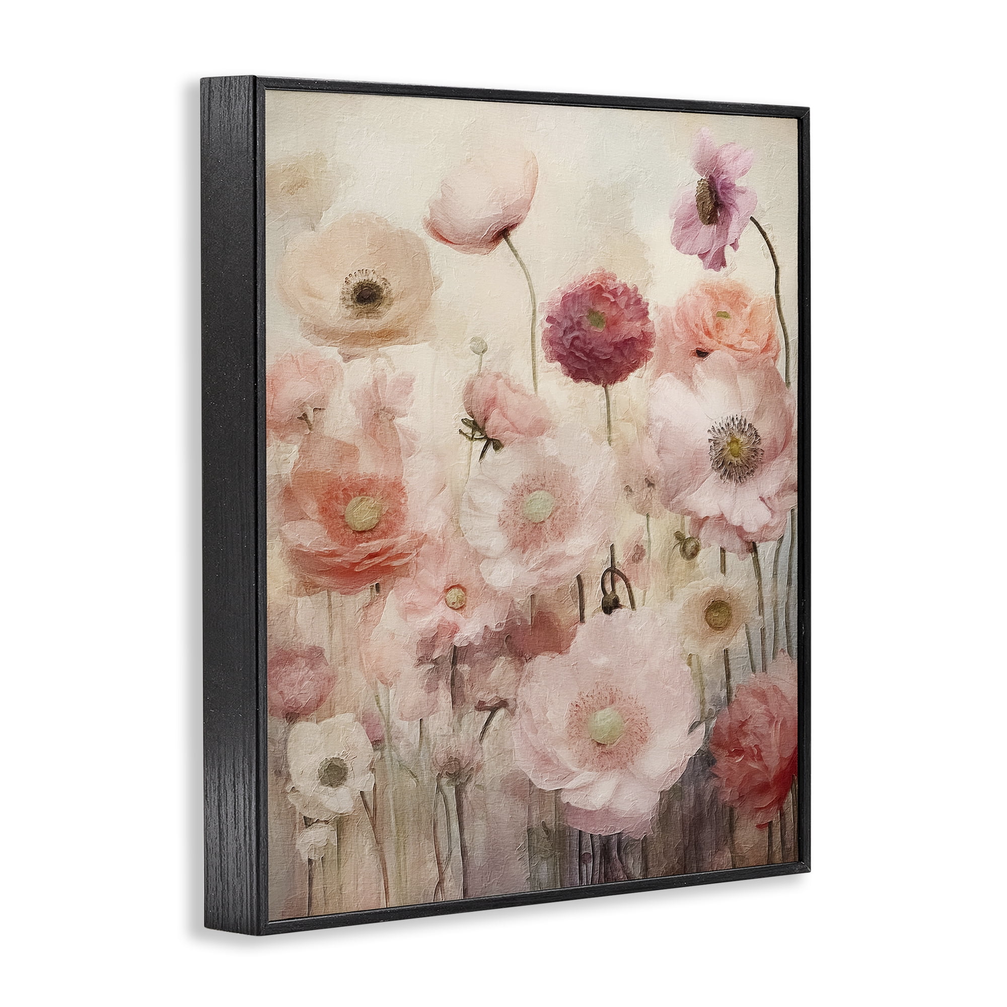 Stupell Industries Blush Flower Garden Botanical & Floral Painting Black Framed Art Print Wall Art, 11 x 14