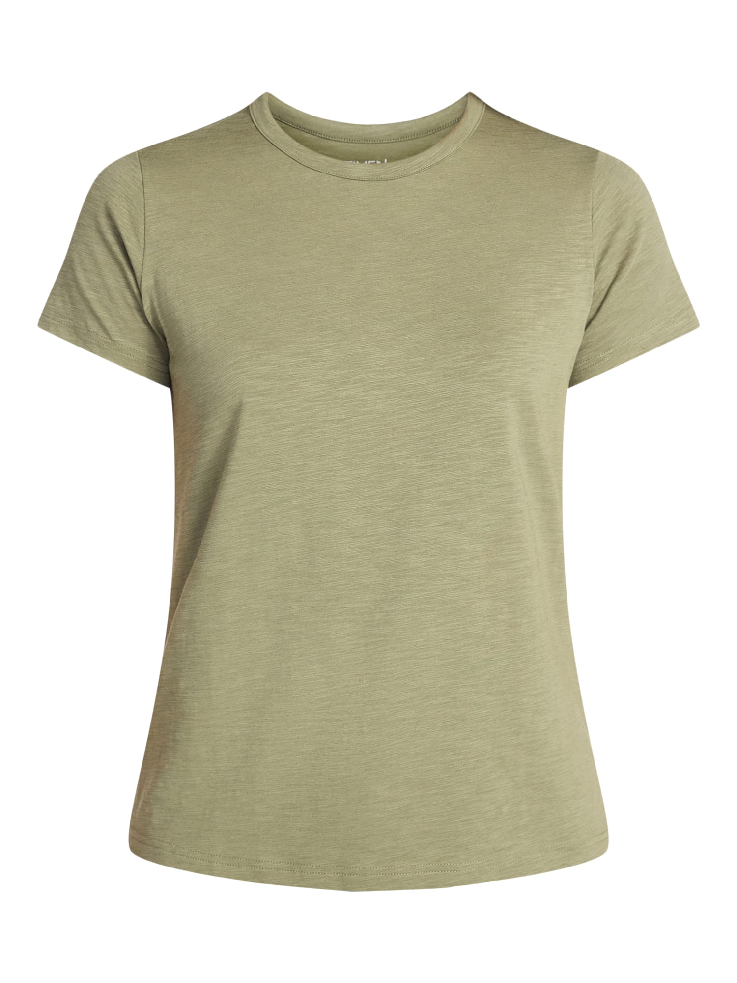 Time and Tru Women's Slub Crewneck Tee with Short Sleeves, Sizes XS-XXXL